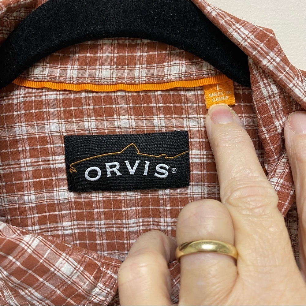 Orvis Men’s Large Sedona Red Plaid Lightweight Fishing Long Sleeve Button Down - Picture 8 of 11